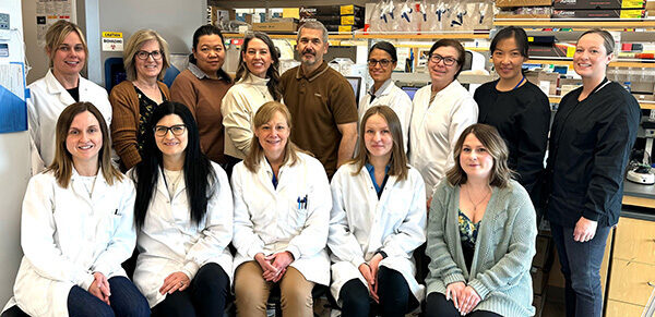The Ovarian Cancer Genomics Project team, April 2024, at the University of Saskatchewan. Photo credit: David Livingstone, Department of Pathology and Laboratory Medicine, University of Saskatchewan.